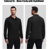 imageZITY 3 Pack Long Sleeve Polo Shirts for Men with Pocket Moisture Wicking Outdoor Workwear Office Casual Collared Shirts FallBlackarmydark Teal Blue