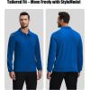 imageZITY 3 Pack Long Sleeve Polo Shirts for Men with Pocket Moisture Wicking Outdoor Workwear Office Casual Collared Shirts FallBlackroyal Bluedark Teal Blue