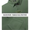 imageZITY 3 Pack Long Sleeve Polo Shirts for Men with Pocket Moisture Wicking Outdoor Workwear Office Casual Collared Shirts FallGreyarmy Greennavy