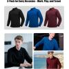 imageZITY 3 Pack Long Sleeve Polo Shirts for Men with Pocket Moisture Wicking Outdoor Workwear Office Casual Collared Shirts FallGreyarmy Greennavy