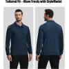 imageZITY 3 Pack Long Sleeve Polo Shirts for Men with Pocket Moisture Wicking Outdoor Workwear Office Casual Collared Shirts FallGreywine Rednavy