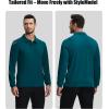 imageZITY 3 Pack Long Sleeve Polo Shirts for Men with Pocket Moisture Wicking Outdoor Workwear Office Casual Collared Shirts FallNavygreydark Teal Blue