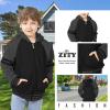imageZITY Boys Zip Up Hoodie Fleece Jacket Kids Sherpa Lined Sweatshirts Outerwear Unisex Warm Winter Coat 615 Years OldDark Grey Black