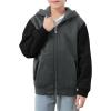 imageZITY Boys Zip Up Hoodie Fleece Jacket Kids Sherpa Lined Sweatshirts Outerwear Unisex Warm Winter Coat 615 Years OldGrey Black