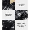imageZITY Heavy Thick Hoodies for Men Plaid Flannel Warm Sherpa Fleece Lined Winter Full Zip Up CoatBlack