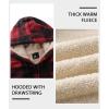 imageZITY Heavy Thick Hoodies for Men Plaid Flannel Warm Sherpa Fleece Lined Winter Full Zip Up CoatRed