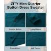 imageZITY Long Sleeve Henley Shirts for Men Casual Waffle Thermal Fashion Pullover 3Button TShirt with PocketDark Teal Blue