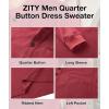 imageZITY Long Sleeve Henley Shirts for Men Casual Waffle Thermal Fashion Pullover 3Button TShirt with PocketRed