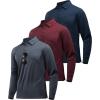 imageZITY 3 Pack Long Sleeve Polo Shirts for Men with Pocket Moisture Wicking Outdoor Workwear Office Casual Collared Shirts FallGreywine Rednavy