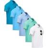 imageZITY 5 Pack Mens Polo Shirt Short Sleeve Sports Golf Tennis TShirt MoistureWicking Summer ShirtsWhite Moon Bluegreen Turquoise Sky