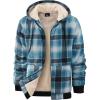 imageZITY Heavy Thick Hoodies for Men Plaid Flannel Warm Sherpa Fleece Lined Winter Full Zip Up CoatLight Blue White