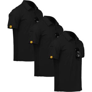 imageZITY 3 Pack Mens Polo Shirt Short Sleeve Sports Performance Business Casual Golf Shirts for Men Collared Tactical TShirtsBlack