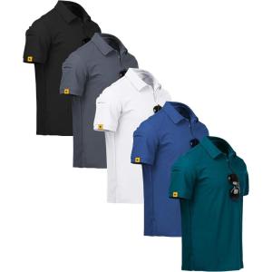 imageZITY 5 Pack Mens Polo Shirt Short Sleeve Sports Golf Tennis TShirt MoistureWicking Summer ShirtsBlack Grey White Blue Duckblue