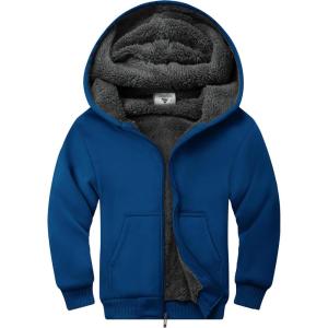 imageZITY Boys Zip Up Hoodie Fleece Jacket Kids Sherpa Lined Sweatshirts Outerwear Unisex Warm Winter Coat 615 Years OldDeep Blue