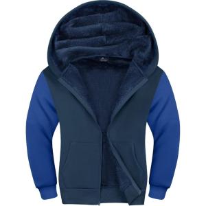 imageZITY Boys Zip Up Hoodie Fleece Jacket Kids Sherpa Lined Sweatshirts Outerwear Unisex Warm Winter Coat 615 Years OldGray Indigo