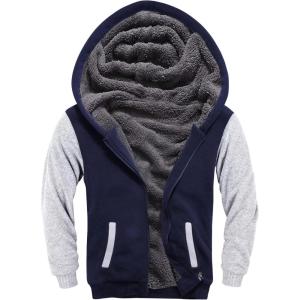 imageZITY Boys Zip Up Hoodie Fleece Jacket Kids Sherpa Lined Sweatshirts Outerwear Unisex Warm Winter Coat 615 Years OldNavy Grey