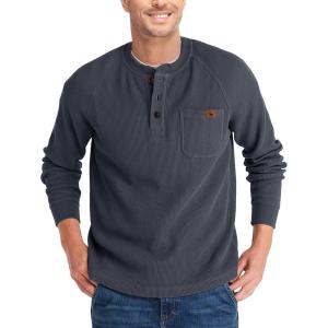 imageZITY Long Sleeve Henley Shirts for Men Casual Waffle Thermal Fashion Pullover 3Button TShirt with PocketDark Grey