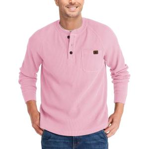 imageZITY Long Sleeve Henley Shirts for Men Casual Waffle Thermal Fashion Pullover 3Button TShirt with PocketPink