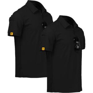 imageZITY Mens 2 Pack Polo Shirts Short Sleeve Performance Sports Golf Shirt for Men Tactical ShirtPure Black