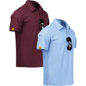 imageZITY Mens 2 Pack Polo Shirts Short Sleeve Performance Sports Golf Shirt for Men Tactical ShirtWinered Moonblue