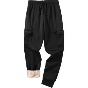 imageZITY Mens Thick Fleece Winter Pants Heavyweight Warm Sherpa Lined Athletic Jogger Sweatpants with Pockets002blackribbed Cuff