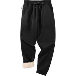 imageZITY Mens Thick Fleece Winter Pants Heavyweight Warm Sherpa Lined Athletic Jogger Sweatpants with Pockets003blackribbed Cuff