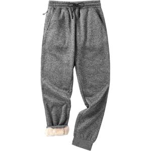 imageZITY Mens Thick Fleece Winter Pants Heavyweight Warm Sherpa Lined Athletic Jogger Sweatpants with Pockets003grayribbed Cuff