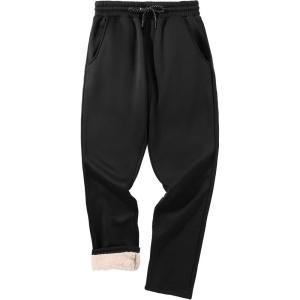 imageZITY Mens Thick Fleece Winter Pants Heavyweight Warm Sherpa Lined Athletic Jogger Sweatpants with Pockets006blackstraight Cuff