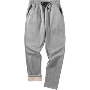 imageZITY Mens Thick Fleece Winter Pants Heavyweight Warm Sherpa Lined Athletic Jogger Sweatpants with Pockets006graystraight Cuff