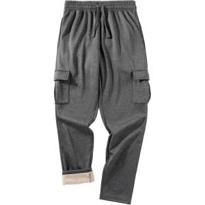 imageZITY Mens Thick Fleece Winter Pants Heavyweight Warm Sherpa Lined Athletic Jogger Sweatpants with Pockets021graystraight Cuff