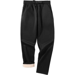 imageZITY Mens Thick Fleece Winter Pants Heavyweight Warm Sherpa Lined Athletic Jogger Sweatpants with PocketsBlack