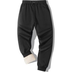 imageZITY Mens Thick Fleece Winter Pants Heavyweight Warm Sherpa Lined Athletic Jogger Sweatpants with PocketsBronze Black