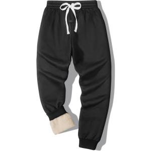 imageZITY Mens Thick Fleece Winter Pants Heavyweight Warm Sherpa Lined Athletic Jogger Sweatpants with PocketsDeep Black