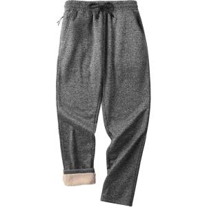 imageZITY Mens Thick Fleece Winter Pants Heavyweight Warm Sherpa Lined Athletic Jogger Sweatpants with PocketsGray