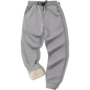 imageZITY Mens Thick Fleece Winter Pants Heavyweight Warm Sherpa Lined Athletic Jogger Sweatpants with PocketsLight Gray