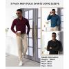 imageZITY 3 Pack Men Polo Shirts Long Sleeve with Pocket Golf Shirts Shirts for Men Casual Work Athletic Collared TShirtsBlack Duckblue Winered