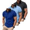 imageZITY 3 Pack Men Polo Shirts Short Sleeve with Pocket Sport Wicking Shirts for Men Casual Athletic Collared TShirtsGrey Moonblue Blue