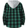 imageZITY 3 Pack Mens Flannel Hoodie Shirts Long Sleeve Casual Vintage Button Down Plaid Shirt Jacket with PocketBlue Green Red