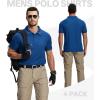 imageZITY 4 Pack Mens Polo Shirt Short Sleeve Athletic Performance Tactical Shirts for Men Outdoor Sport Work TShirtBlack Grey Green Blue
