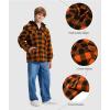 imageZITY Boys Flannel Shirt Jacket Fleece Sherpa Lined Plaid Jackets Unisex Coat Full Zip Hoodie Girls Winter Outwear 615 YearsOrange Black