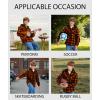 imageZITY Boys Flannel Shirt Jacket Fleece Sherpa Lined Plaid Jackets Unisex Coat Full Zip Hoodie Girls Winter Outwear 615 YearsOrange Black