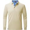 imageZITY Long Sleeve Polo Shirts for Men 3 Pack Collared Performance Golf Polos Mens Casual Shirts Moisture Wicking WorkwearBeige  Navy  Dark Grey