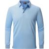 imageZITY Long Sleeve Polo Shirts for Men 3 Pack Collared Performance Golf Polos Mens Casual Shirts Moisture Wicking WorkwearLight Blue  Black  Navy