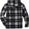 imageZITY Mens Flannel Hooded Jacket Fleece Sherpa Lined Plaid Shirts Jackets Zip Up Sweatshirt Hoodies for Men with 4 PocketsBlack White