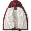 imageZITY Mens Flannel Hooded Jacket Fleece Sherpa Lined Plaid Shirts Jackets Zip Up Sweatshirt Hoodies for Men with 4 PocketsRed Black