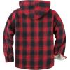 imageZITY Mens Flannel Hooded Jacket Fleece Sherpa Lined Plaid Shirts Jackets Zip Up Sweatshirt Hoodies for Men with 4 PocketsRed Black
