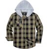 imageZITY Mens Flannel Hoodie Shirts Casual Button Down Plaid Shirt Jackets for Men Long Sleeve Stylish Hooded with PocketBlack Beige