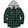imageZITY Mens Flannel Hoodie Shirts Casual Button Down Plaid Shirt Jackets for Men Long Sleeve Stylish Hooded with PocketBlack Green