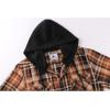 imageZITY Mens Flannel Hoodie Shirts Casual Button Down Plaid Shirt Jackets for Men Long Sleeve Stylish Hooded with PocketBlack Orange