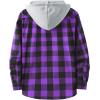 imageZITY Mens Flannel Hoodie Shirts Casual Button Down Plaid Shirt Jackets for Men Long Sleeve Stylish Hooded with PocketBlack Purple